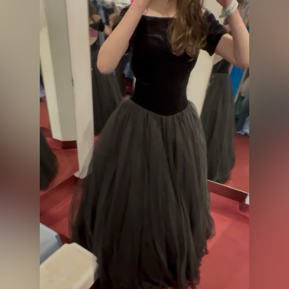 Black Velvet Princess Style Backless Prom Dress - Picture 3 of 14